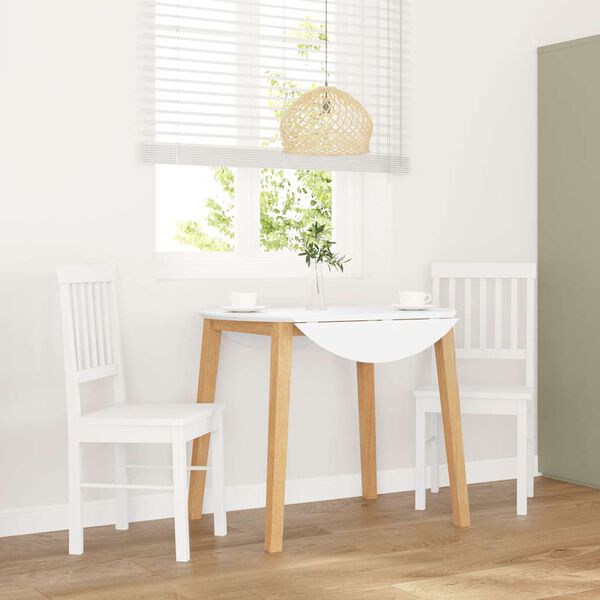 vidaXL Chaises à manger 2 pcs blanc bois massif caoutchouc