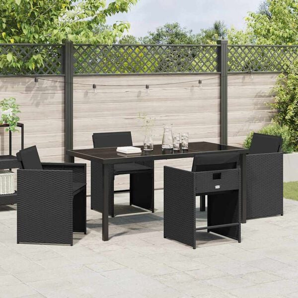vidaXL Ensemble de salle &agrave; manger pour jardin 5 pcs Noir polyrotin