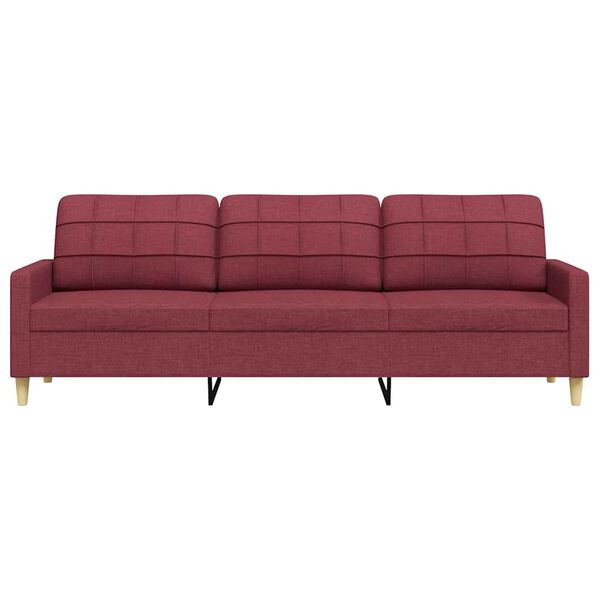 vidaXL Canap&eacute; &agrave; 3 places Rouge bordeaux 210 cm Tissu