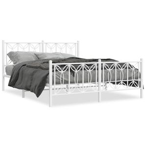 vidaXL Cadre de lit métal sans matelas et pied de lit blanc 160x200 cm