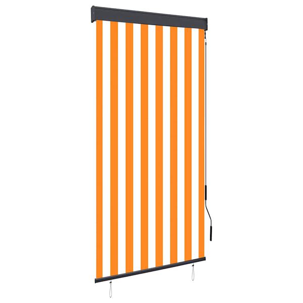 vidaXL Store roulant d'ext&eacute;rieur 80x250 cm Blanc et orange