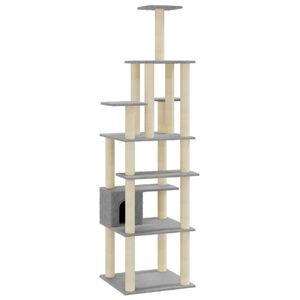 vidaXL Arbre &agrave; chat avec griffoirs en sisal Gris clair 183 cm