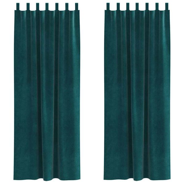 vidaXL Rideaux occultants 2 pcs Vert fonc&eacute; 140 x 260 cm Velours