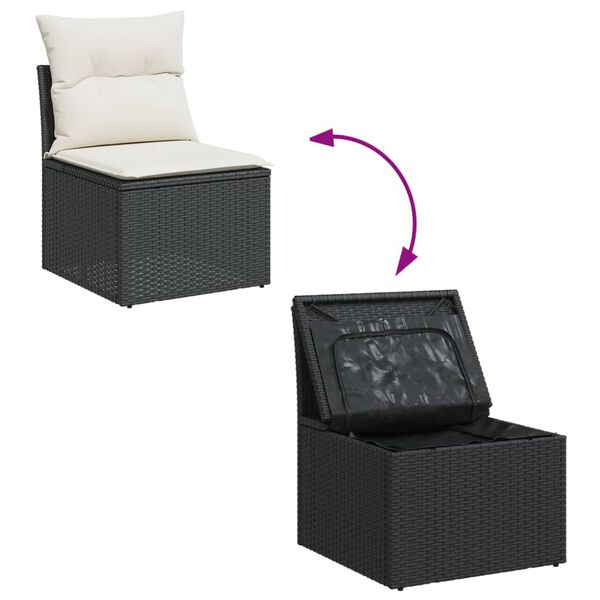 vidaXL Salon de jardin 11 pcs avec coussins noir r&eacute;sine tress&eacute;e