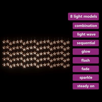 vidaXL Guirlande lumineuse à étoiles LED 500LED Blanc chaud 8fonctions