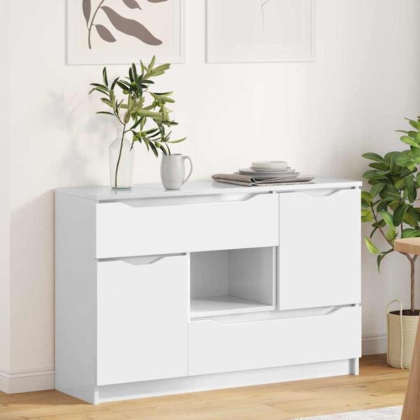 vidaXL Buffet Blanc brillant 100 x 30 x 65,6 Bois d'ing&eacute;nierie