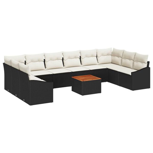 vidaXL Ensemble de canap&eacute; de jardin 11 pcs Noir et blanc
