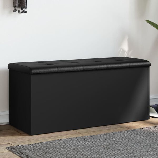 vidaXL Banc de rangement noir 102x42x45 cm bois d'ing&eacute;nierie