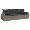 vidaXL Salon de jardin 4 pcs avec coussins gris r&eacute;sine tress&eacute;e