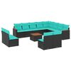 vidaXL Ensemble de canap&eacute; de jardin 13 pcs avec coussins noir r&eacute;sine tress&eacute;e
