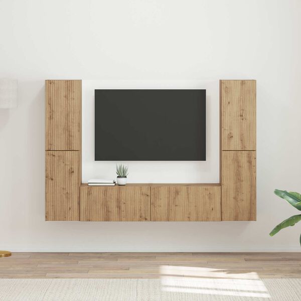 vidaXL Ensemble meuble TV 6 pcs Ch&ecirc;ne artisanal Bois d'ing&eacute;nierie
