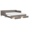 vidaXL Lit de jour avec gigogne et tiroirs taupe 100x200 cm tissu