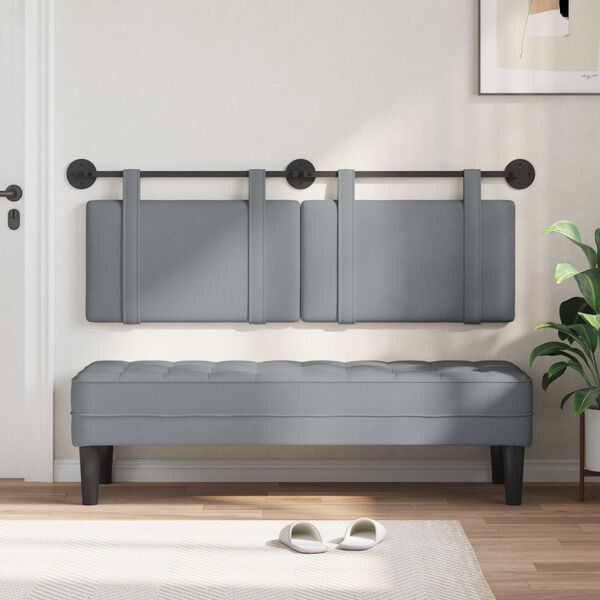 vidaXL T&ecirc;te de lit suspendue Uni Gris clair 150 x 55 x 5 cm tissu