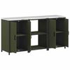 vidaXL Ensemble de rangement cuisine avec porte 3 pcs Vert olive Acier