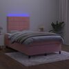 vidaXL Sommier &agrave; lattes de lit avec matelas LED Rose 120x200cm Velours