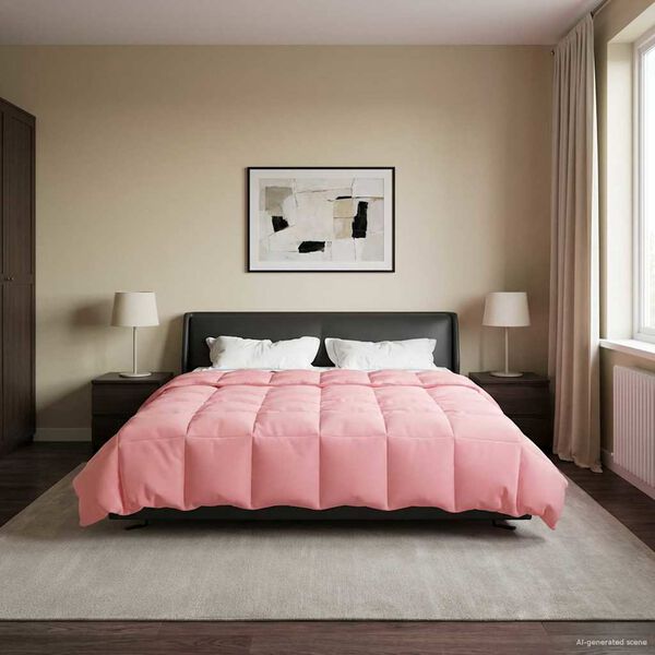 vidaXL Duvet d'&eacute;t&eacute; simple Matelass&eacute; Rose 220 x 260 cm Microfibre