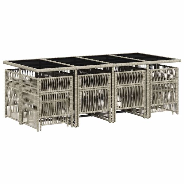 vidaXL Ensemble &agrave; manger de jardin et coussins 13 pcs gris clair rotin