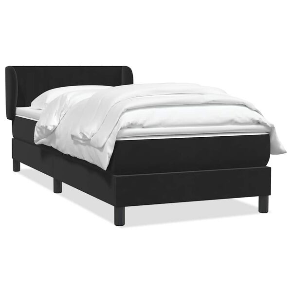 vidaXL Sommier &agrave; lattes de lit avec matelas noir 100x220 cm velours
