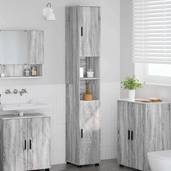vidaXL Cabinet de salle de bain Gris Sonoma 30 x 35 x 192 cm