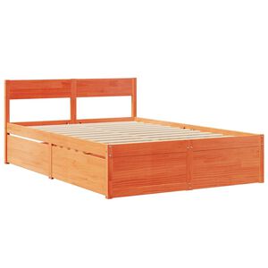 vidaXL Cadre de lit sans matelas cire marron 135x190cm bois pin massif