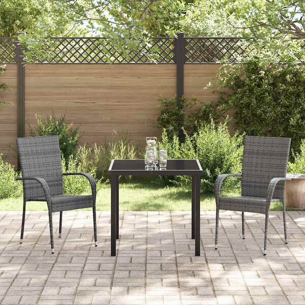 vidaXL Ensemble de salle &agrave; manger pour jardin 3 pcs Gris