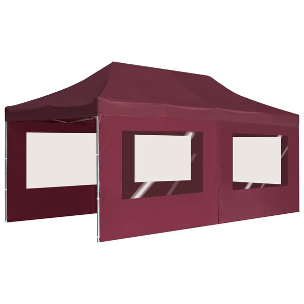 vidaXL Tente de r&eacute;ception pliable avec parois Aluminium 6x3 m Bordeaux