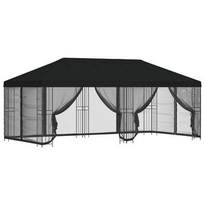 vidaXL Gazebo avec murs lat&eacute;raux 6 x 3 m Noir Polyester et Acier