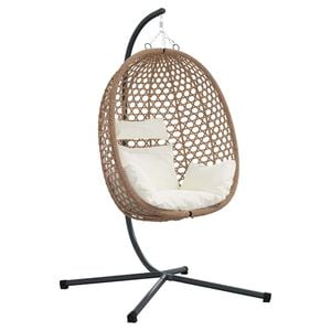 vidaXL Chaise suspendue Cr&egrave;me claire 104 x 100 x 191 cm polyrotin