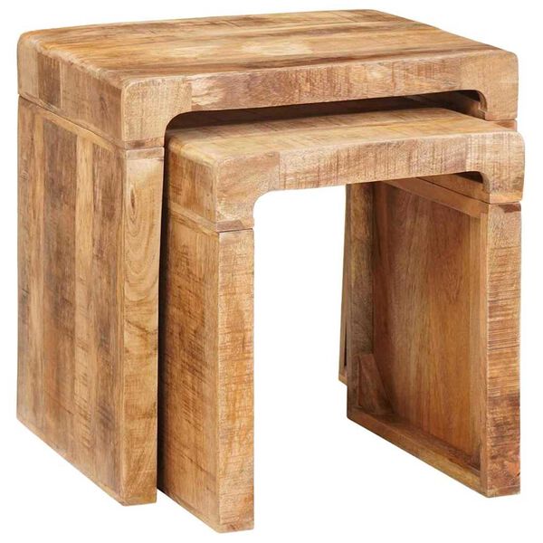 vidaXL Tables gigognes 2 pcs Marron Bois de mangue massif
