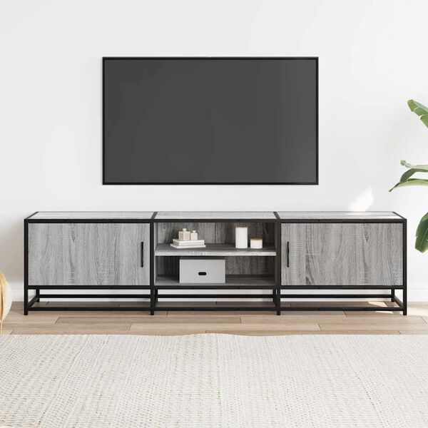vidaXL Meuble TV sonoma gris 160x35x41 cm bois d'ing&eacute;nierie et m&eacute;tal