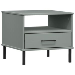 vidaXL Table de chevet avec pieds en m&eacute;tal Gris Bois pin massif OSLO