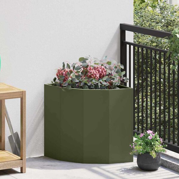 vidaXL Jardini&egrave;re d'Angle Vert olive 45 x 45 x 50 cm Acier