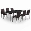 vidaXL Ensemble &agrave; manger de jardin 7 pcs Marron et noir