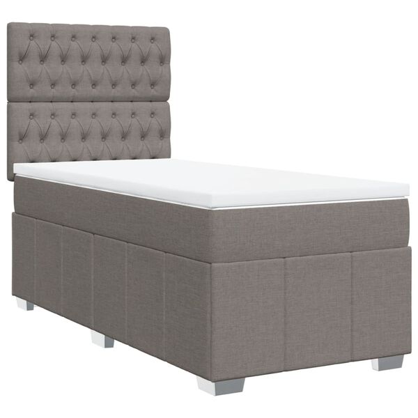 vidaXL Sommier &agrave; lattes de lit avec matelas Taupe 90x190 cm Tissu