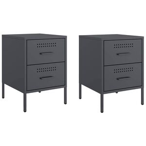 vidaXL Tables de chevet 2 pcs anthracite 36x39x50,5 cm acier