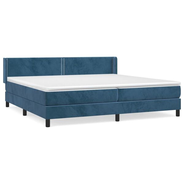 vidaXL Sommier &agrave; lattes de lit et matelas Bleu fonc&eacute; 200x200cm Velours