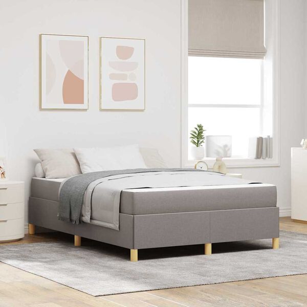 vidaXL Cadre de lit avec matelas Taupe 140 x 190 cm tissu