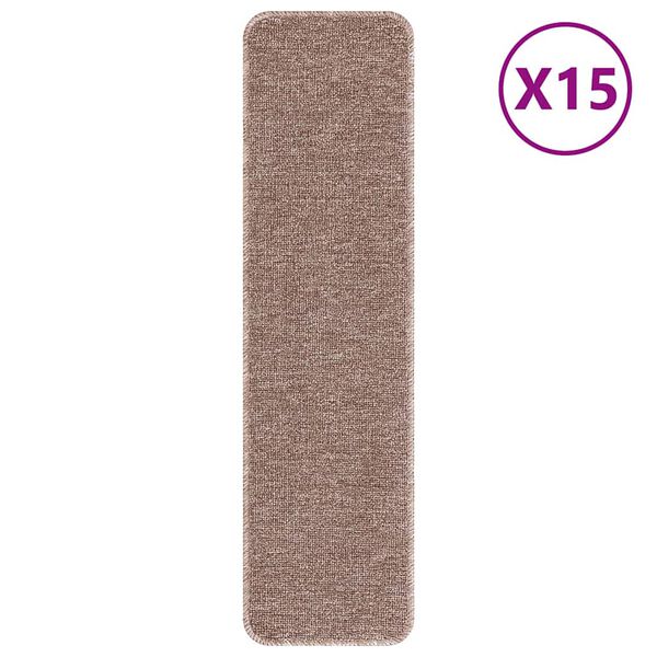 vidaXL Tapis Antid&eacute;rapants pour Escaliers 15 pcs Marron clair