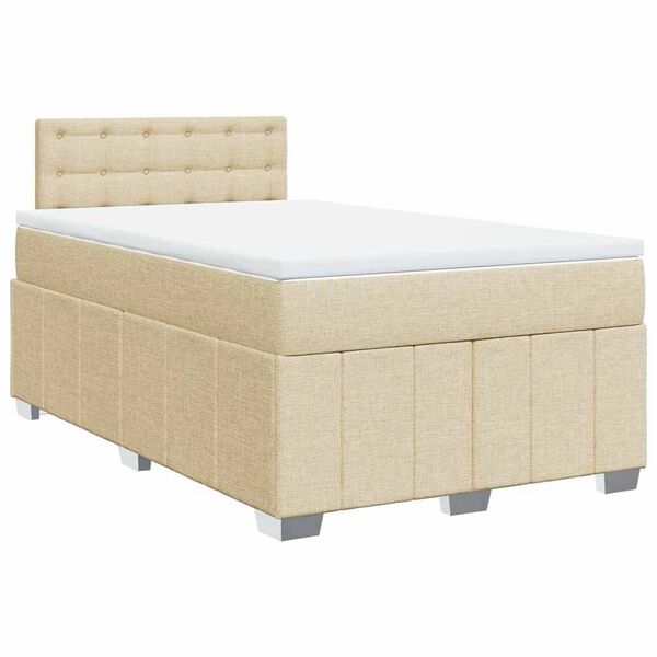 vidaXL Sommier &agrave; lattes de lit avec matelas Cr&egrave;me 120x200 cm Tissu