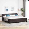 vidaXL Lit &agrave; ressorts avec matelas Marron fonc&eacute; 200 x 200 cm tissu