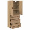vidaXL Haut Armoire 2 pcs Ch&ecirc;ne artisanal Bois Agglom&eacute;r&eacute; et Verre