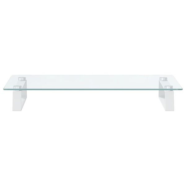 vidaXL Support de moniteur blanc 60x35x8 cm verre tremp&eacute; et m&eacute;tal