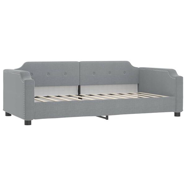 vidaXL Lit de jour avec gigogne et matelas gris clair 90x200 cm tissu
