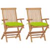 vidaXL Chaises de jardin avec coussins vert vif lot de 2 Bois de teck