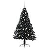 vidaXL Sapin de No&euml;l artificiel pr&eacute;-&eacute;clair&eacute; Noir 150 cm PVC