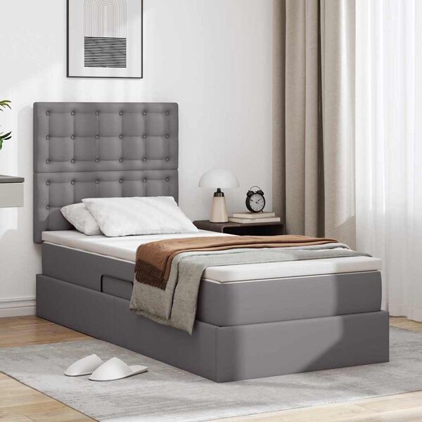 vidaXL Lit de Rangement Gris 100 x 200 cm Cuir synth&eacute;tique