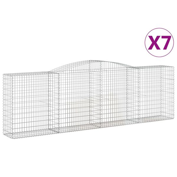 vidaXL Paniers à gabions arqués 7 pcs 400x50x120/140 cm Fer galvanisé