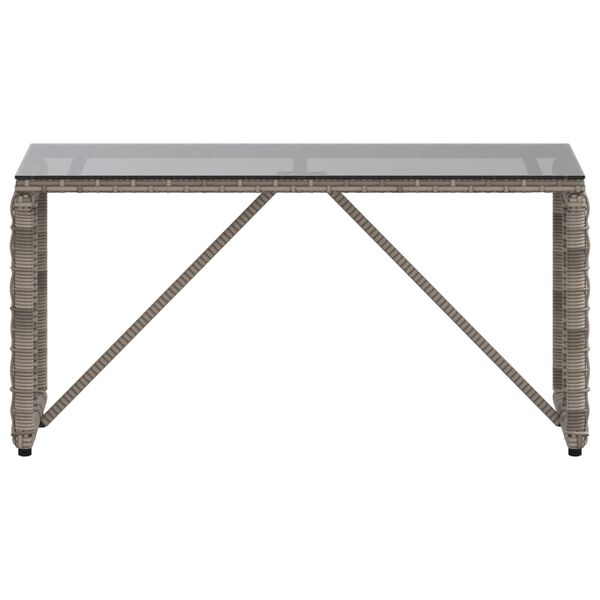 vidaXL Table de jardin Gris et Noir 80 x 40 x 40 cm Rattan PE et Verre