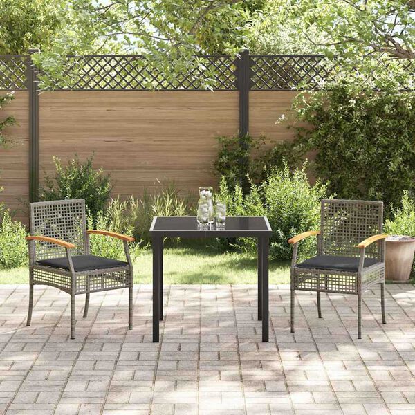vidaXL Ensemble de salle &agrave; manger pour jardin 3 pcs Gris polyrotin