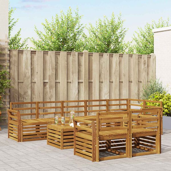 vidaXL Ensembles de canap&eacute;s 9 pcs Naturel Bois d'Acacia Massif